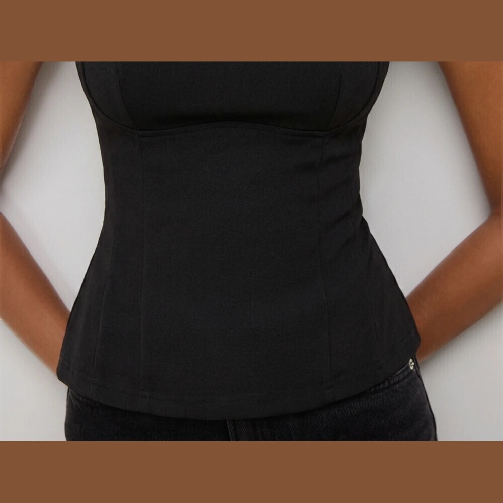 Black Lace Trim Square Neck Fitted Camisole Top